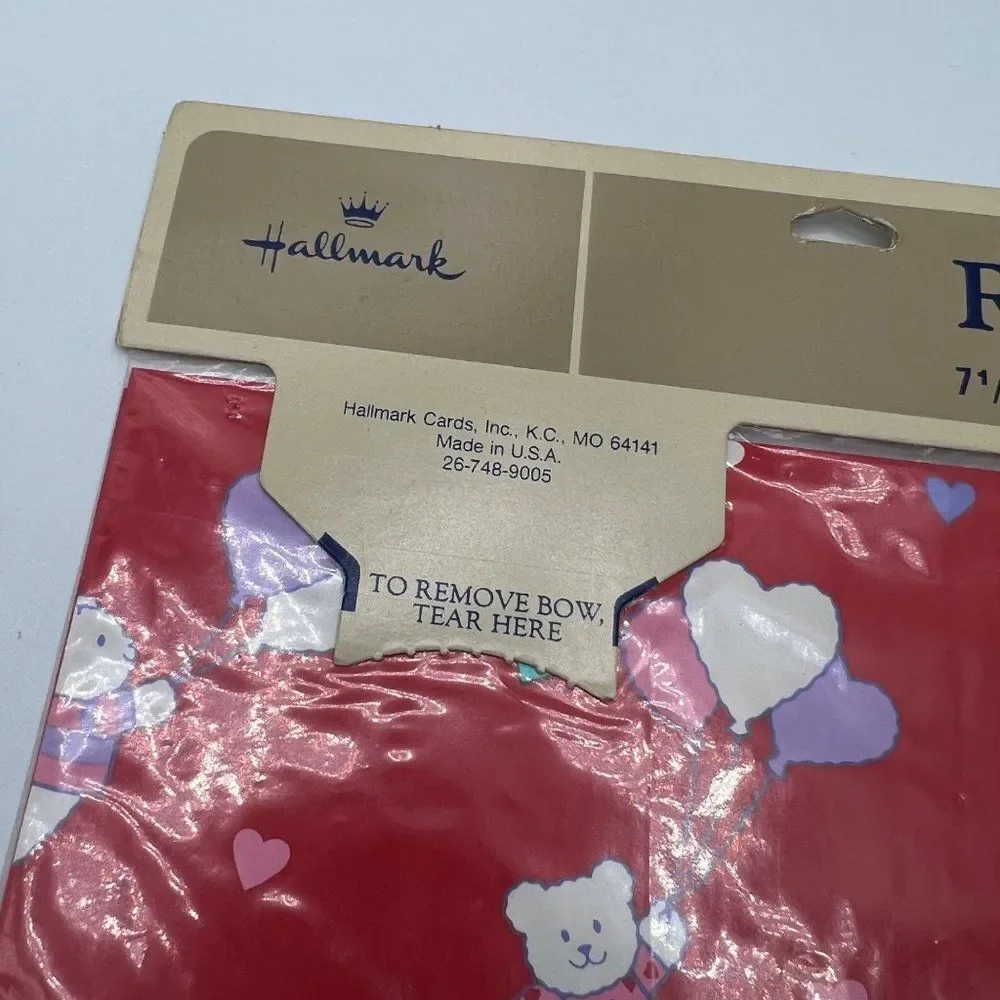 Vintage retro Hallmark Birthday Wrapping Paper Bear Heart